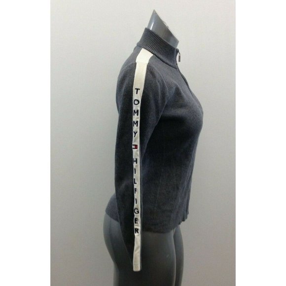 Tommy Hilfiger Full Zip Mock Neck Sweater Women's Size Large Gray Long Sleeve - Picture 5 of 6